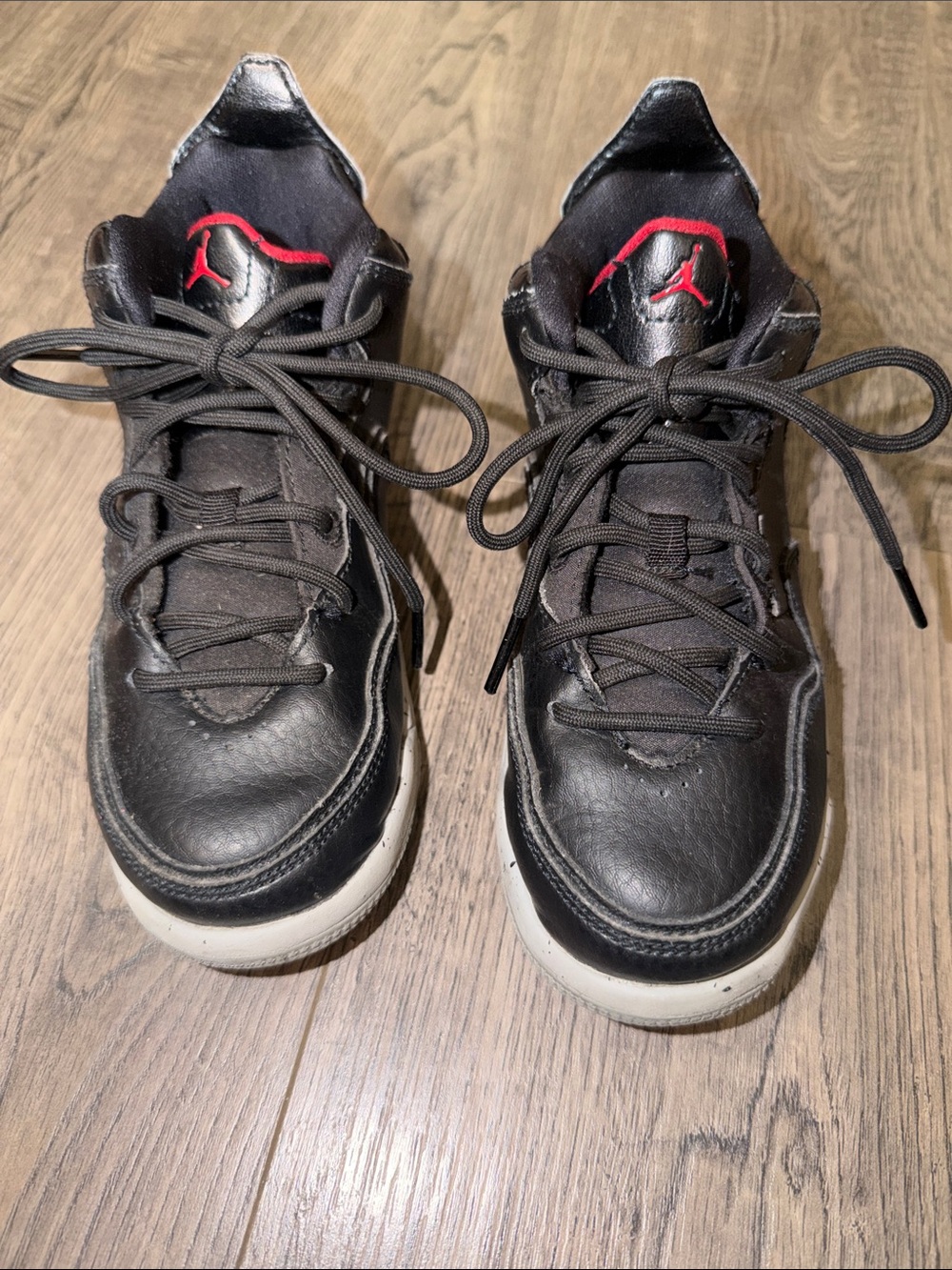 Jordan Kids Black Sneakers with Red Jumpman Accent 13 C